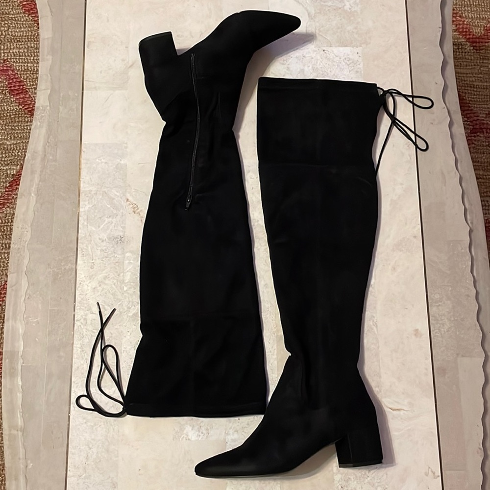 Kensie Women's thigh high heeled boots, Black, Size 8.5